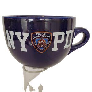 NYPD Coffee Mug Cobalt Blue Large Cup 24 oz Capacity Ceramic Wide Mouth